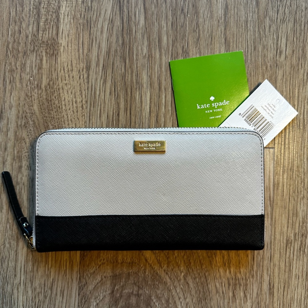 Kate Spade Neda Newbury Lane Zip-Around Wallet Mousfro/Black (Preloved)